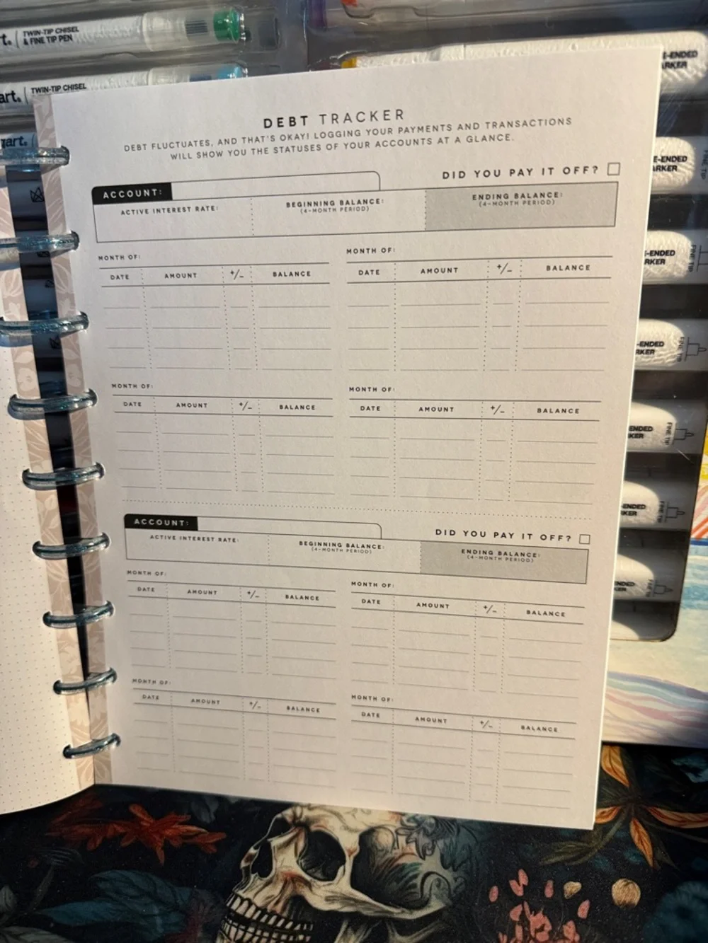 Happy planner budget guts with glitter discs - classic size -see pics